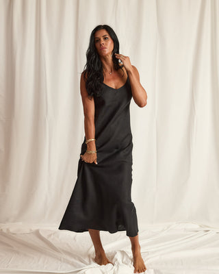 AMALFI SLIP DRESS | BLACK