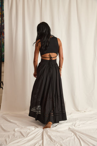 EYELIT MAXI SKIRT | BLACK