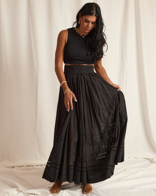 EYELIT MAXI SKIRT | BLACK