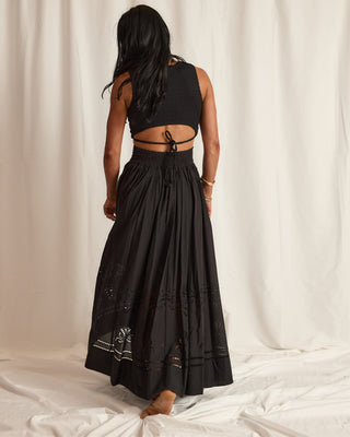 EYELIT MAXI SKIRT | BLACK