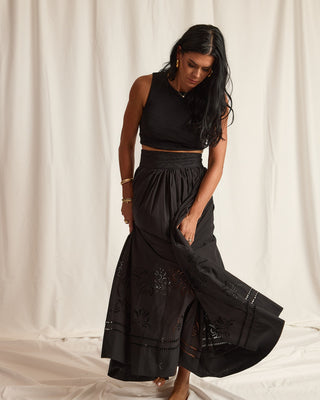 EYELIT MAXI SKIRT | BLACK