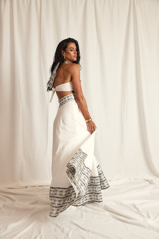 MAXI HALTER DRESS WITH TRIM