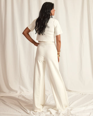 PONTE KNIT WIDE LEG PANT | OFF-WHITE