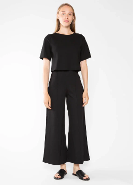 PONTE KNIT WIDE LEG PANT - CROPPED