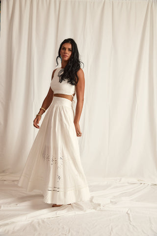 EYELIT MAXI SKIRT | WHITE