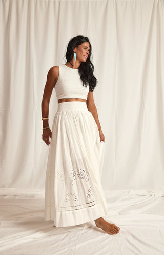 EYELIT MAXI SKIRT | WHITE