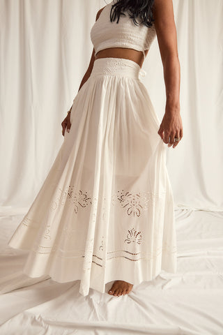 EYELIT MAXI SKIRT | WHITE