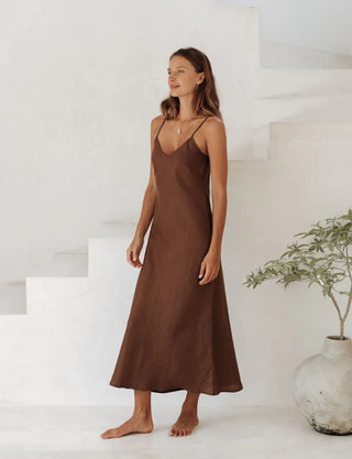 AMALFI SLIP DRESS | CHOCOLATE