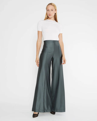 Slate Sateen Stretch Wide Leg Pant